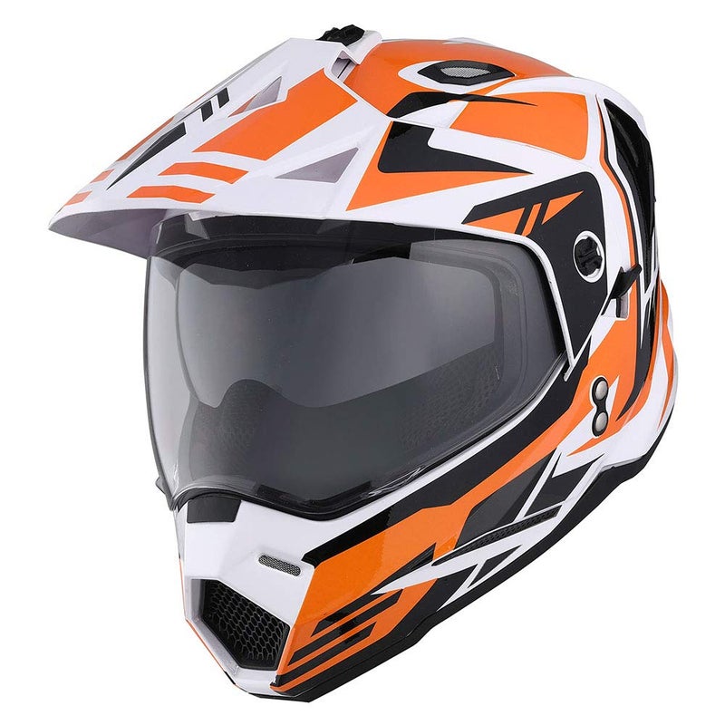 1Storm Dual Sport Motorcycle Motocross Off Road Full Face Helmet Dual Visor Storm Force Orange, Size XL - Image 2
